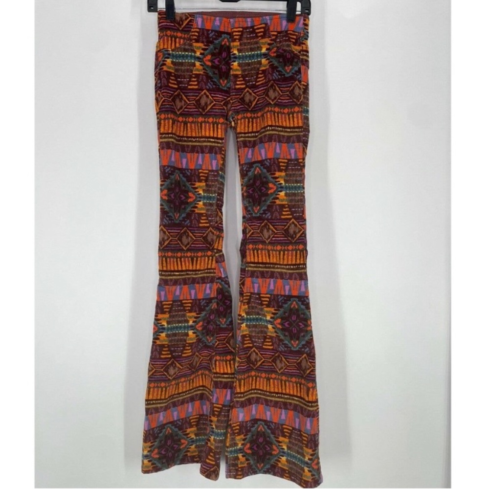 🆕 Free People Pull On Corduroy Printed Flare Pants, Sedona, NWOT, Size 24, 00 - Picture 7 of 11